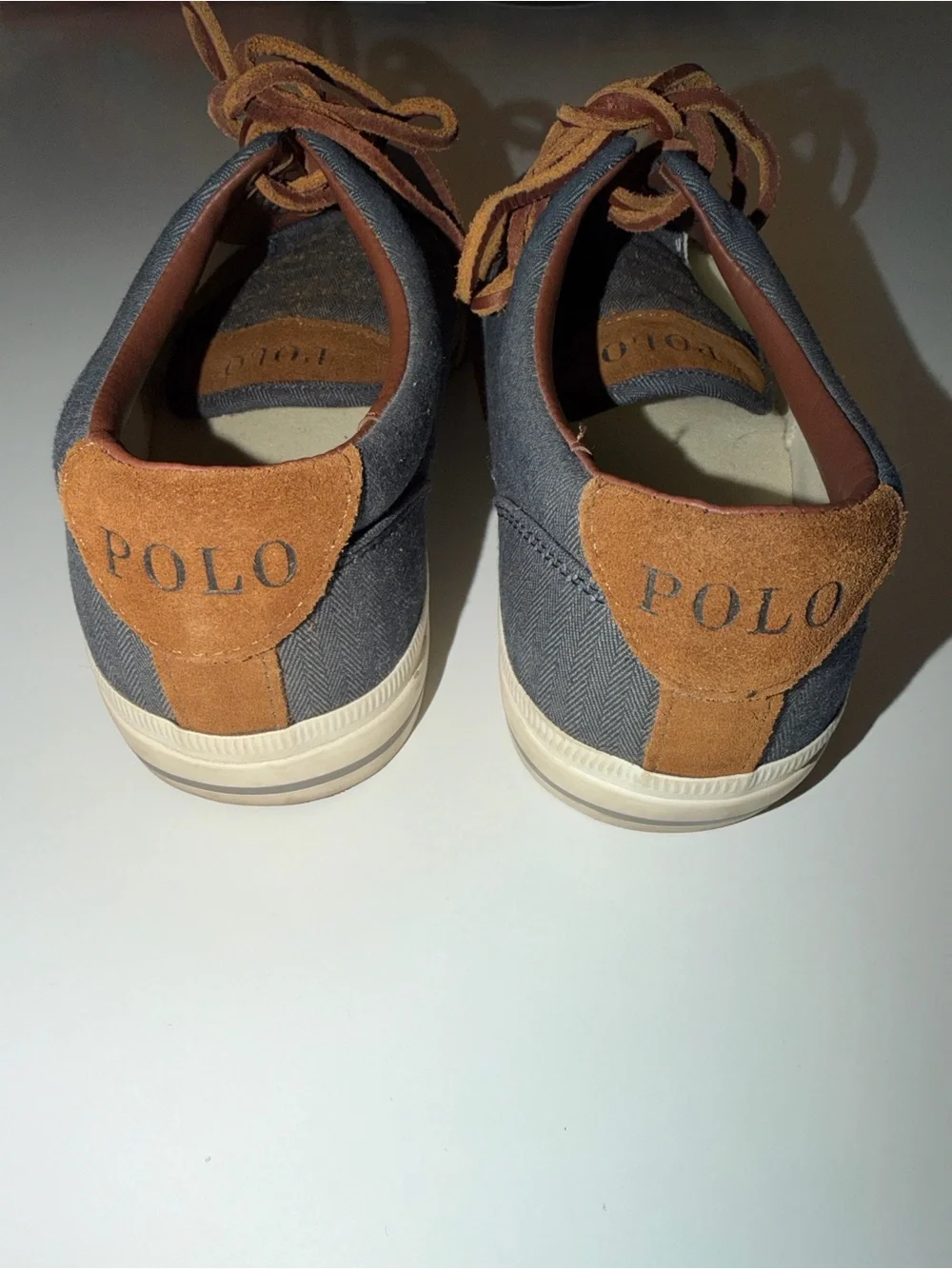 Polo by Ralph Lauren Charcoal Canvas Sneakers with Tan Accents